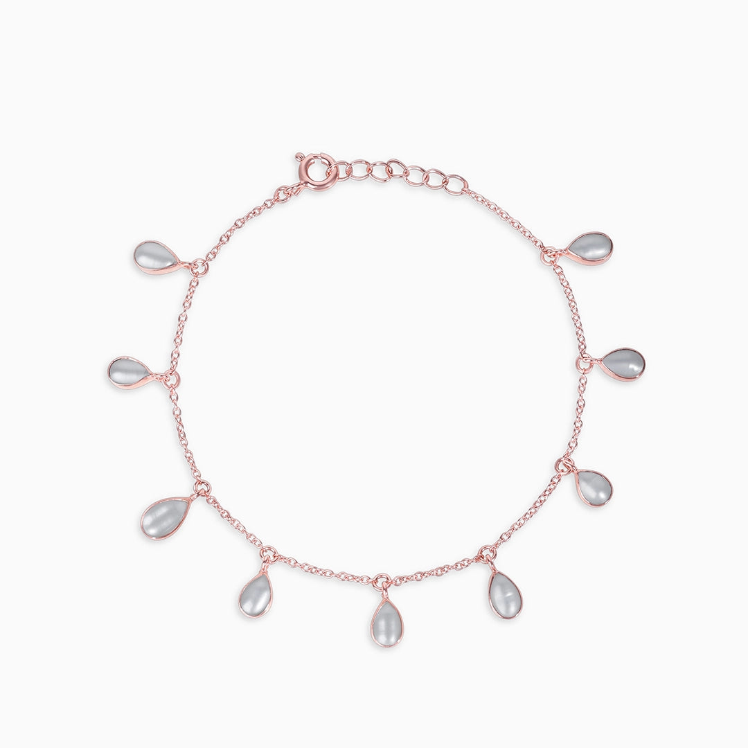 Silver chain bracelet - Pure Silver Bracelet &#8211; Made With Rosy Droplet Pearl