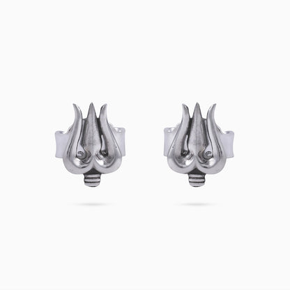 Silver stud - Divine Trident Silver Stud Earrings