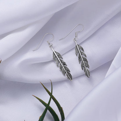 Pure Silver Earrings - Oxidized Leaf Model - Tweov Jewels