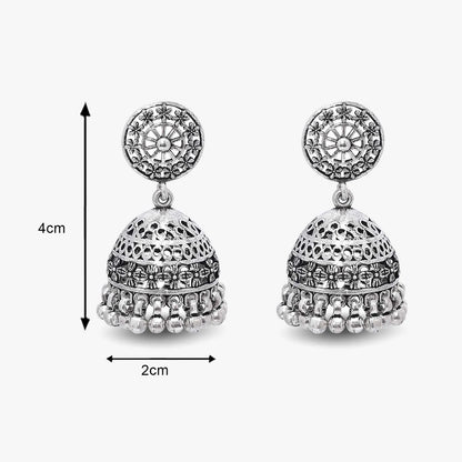 Floral Silver Jhumka Earrings