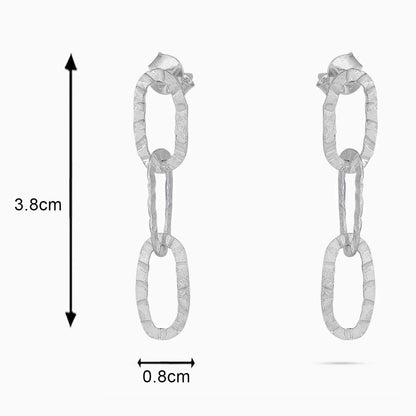 Intertwined Long Chain Silver Dangle Earrings