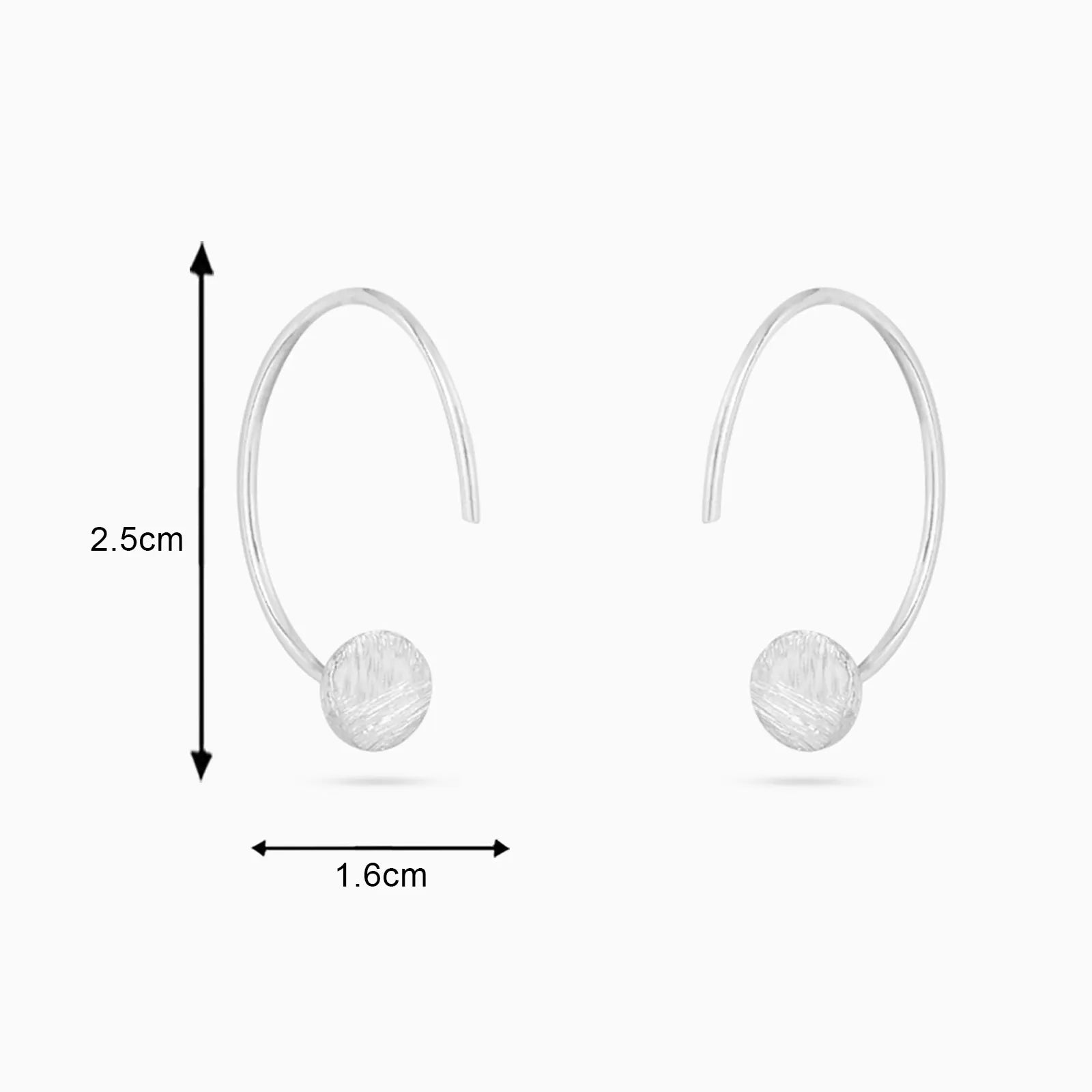Semi Circular Silver Hoop Earrings