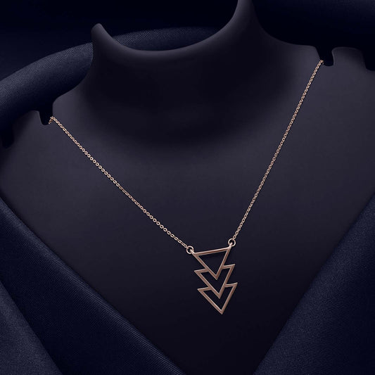 Silver Necklaces - Pure Silver Necklace &#8211; Mesmerizing Rose Gold Arrow Pattern
