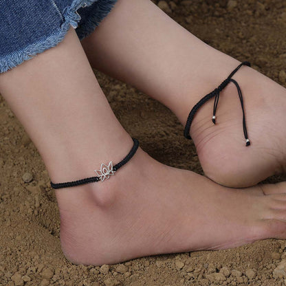 Silver anklets - Enlighted and Enchanted Black Thread Anklet