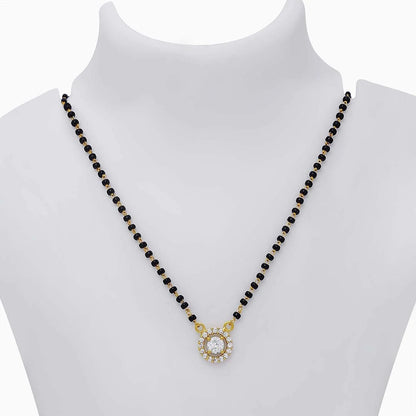 Neck Pieces - Pure Silver Mangalsutra &#8211; Gold Plated AD Stone Design