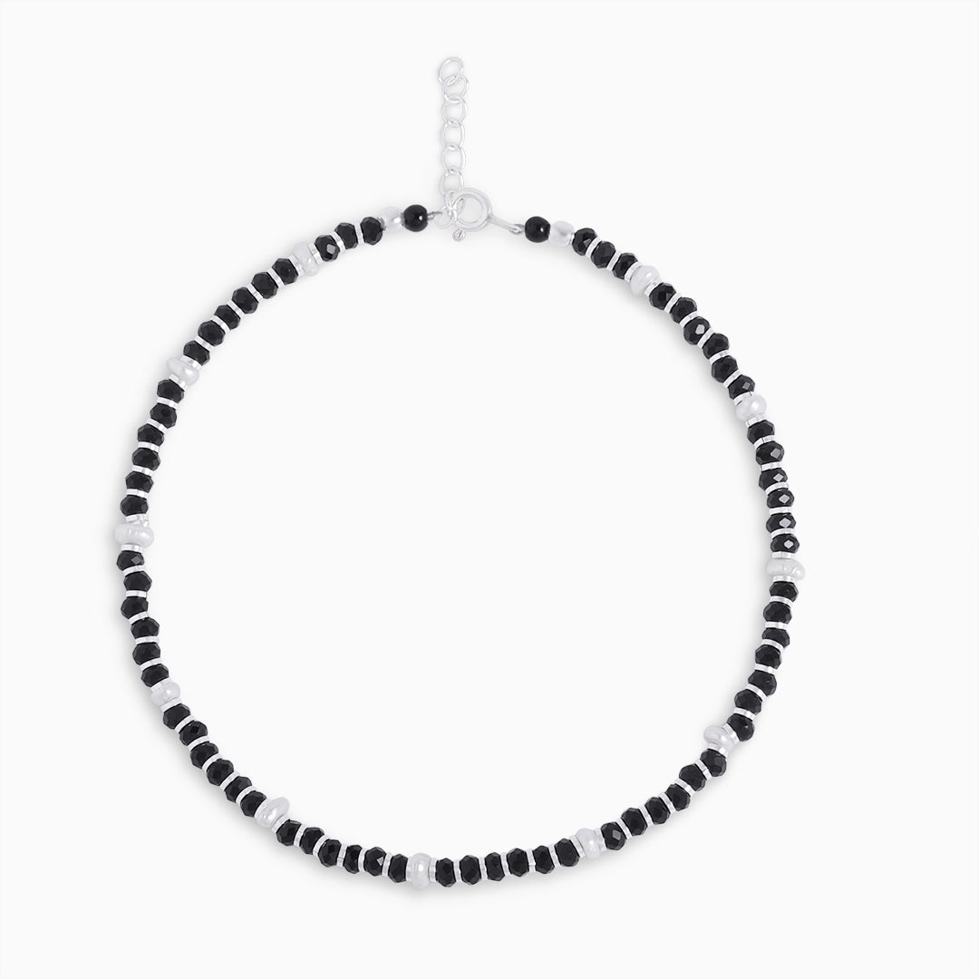 black beaded silver anklets - Pure Silver Anklet &#8211; Supernatural Noir Beads