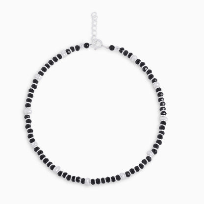 black beaded silver anklets - Pure Silver Anklet &#8211; Supernatural Noir Beads