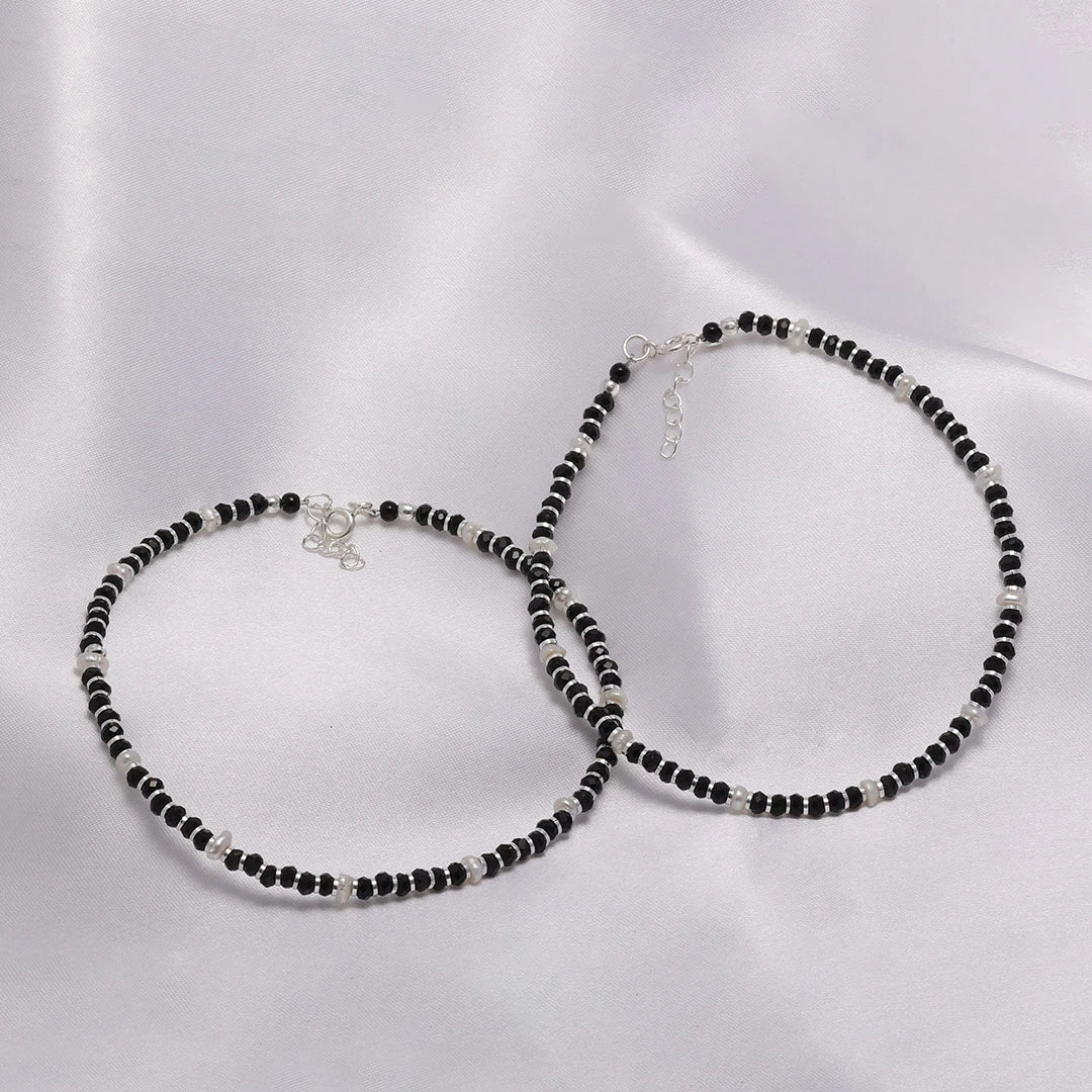 Silver anklets - Pure Silver Anklet &#8211; Supernatural Noir Beads