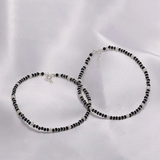 Silver anklets - Pure Silver Anklet &#8211; Supernatural Noir Beads