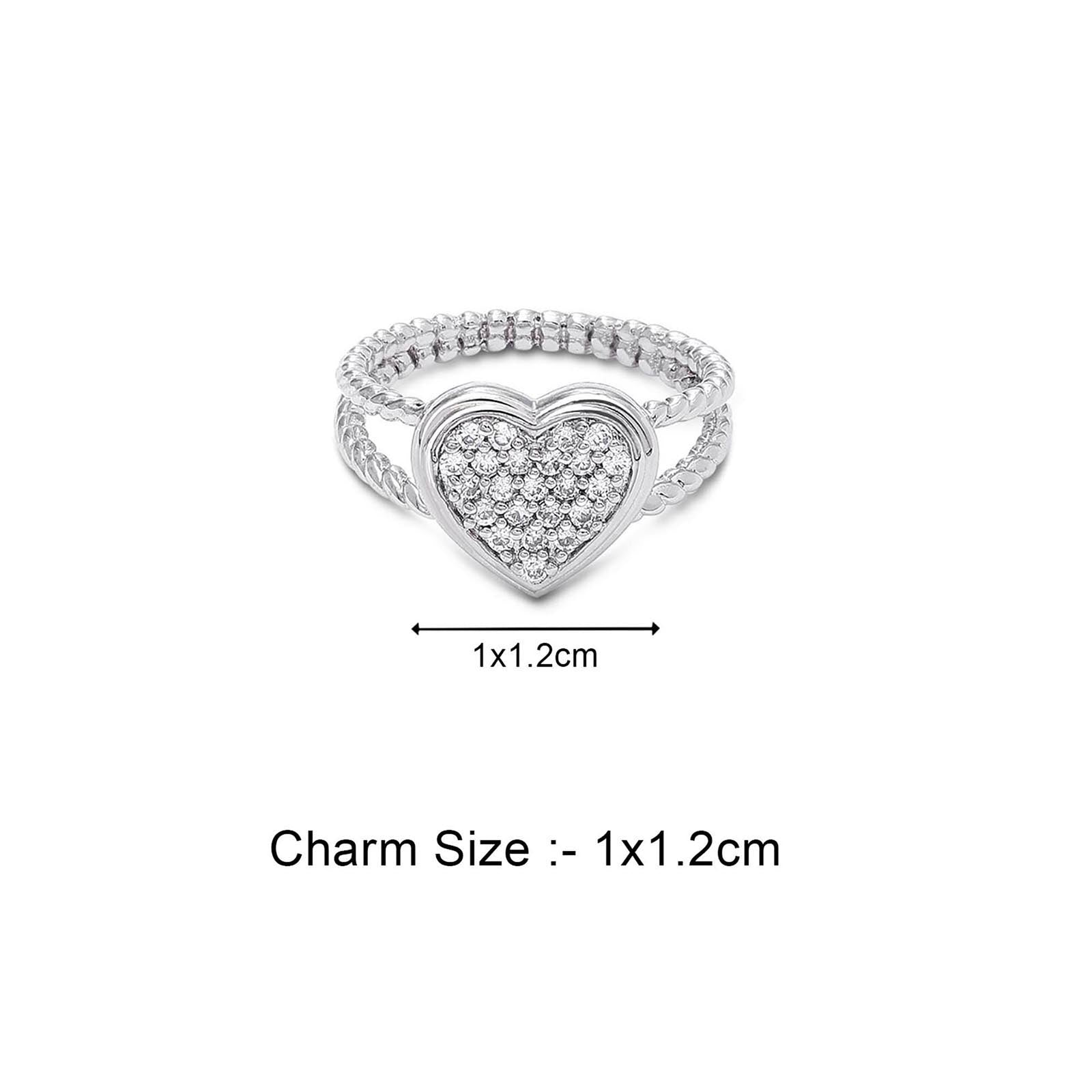 925 sterling silver cz studded heart ring - Tweov Jewels