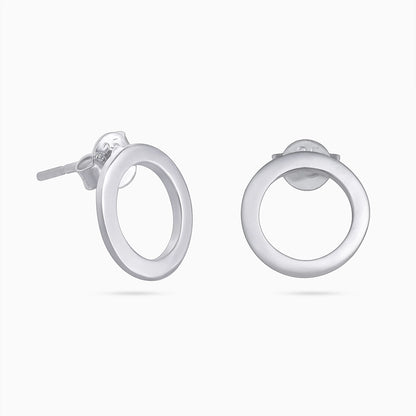 Silver Earrings - Pure Silver Stud Earrings &#8211; Polished Hoop Design