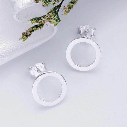 Contemporary Jewellery - Pure Silver Stud Earrings &#8211; Polished Hoop Design