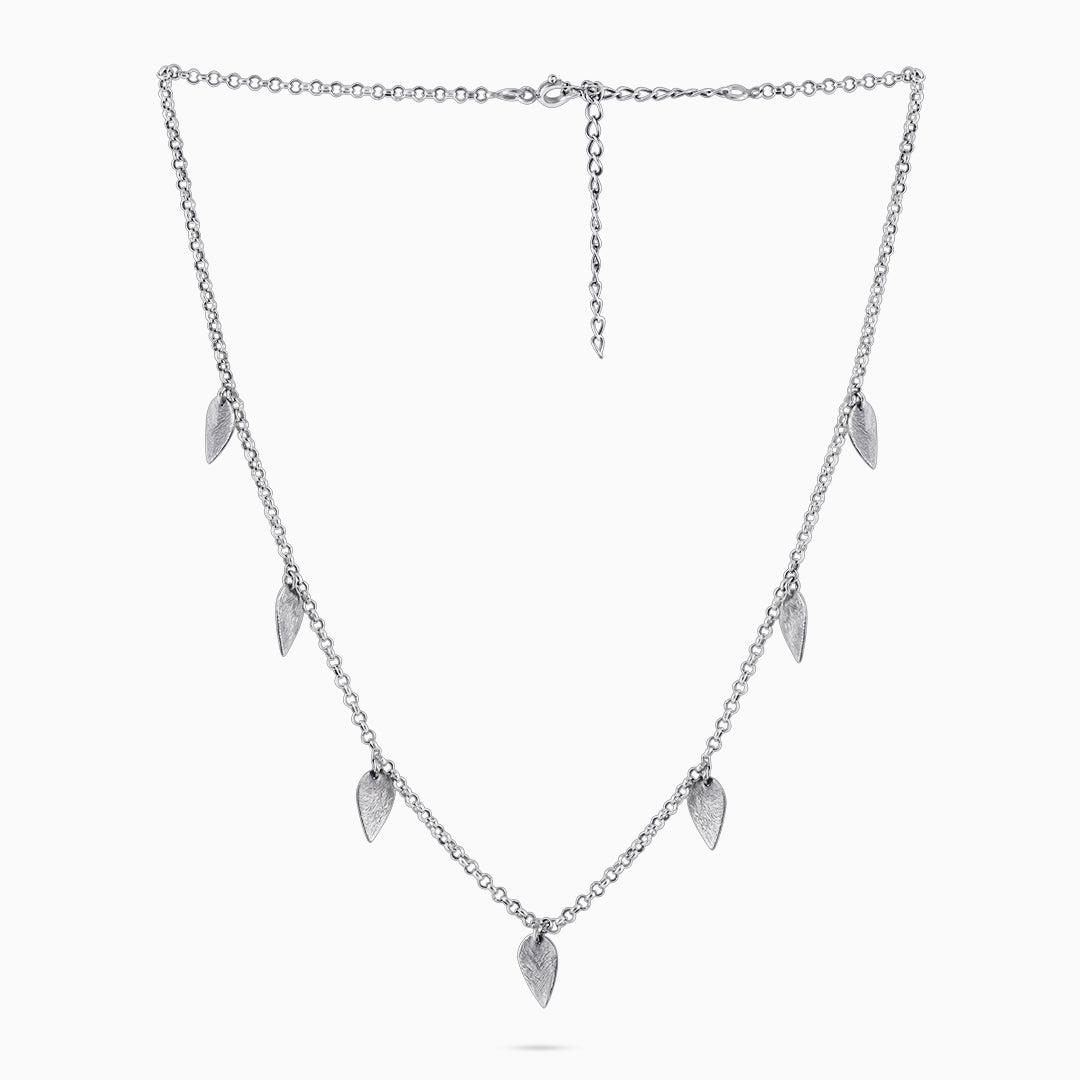Neck Pieces - Pure Silver Necklace &#8211; Multi-Leaf Oxidized Choker