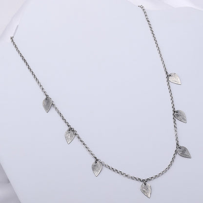 Silver Necklaces - Pure Silver Necklace &#8211; Multi-Leaf Oxidized Choker