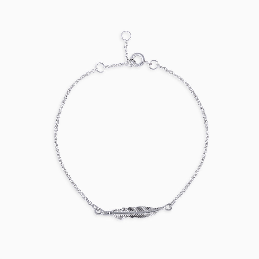 Pure Silver Bracelet for Men &amp; Women - Pure Silver Bracelet &#8211; Floating With Oxidised Feather