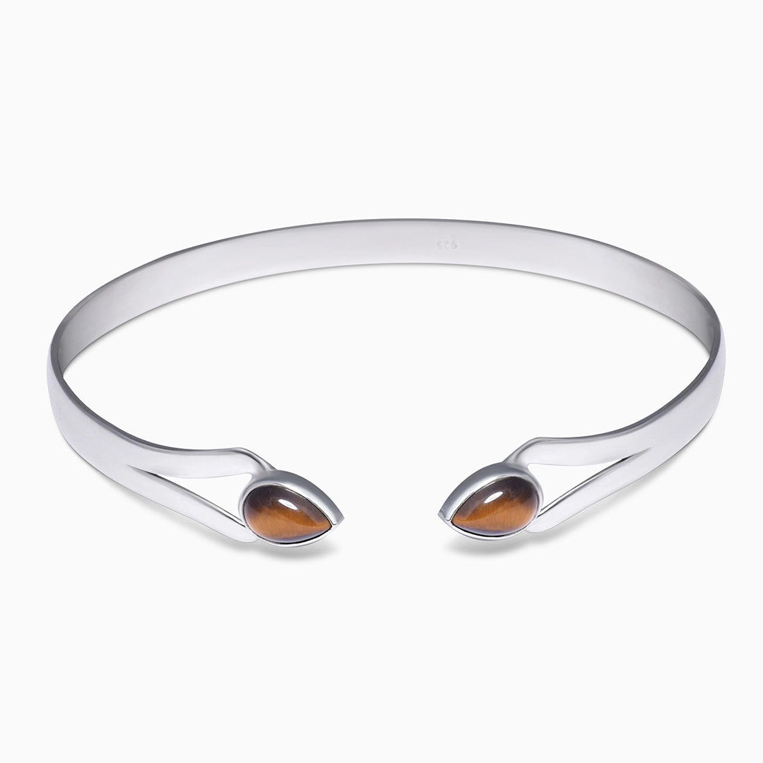 Silver Charm Bracelets - Pure Silver Bracelet &#8211; Elite Tiger-Eye Stone Design