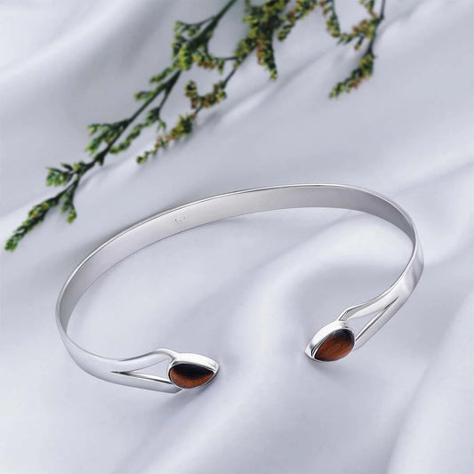 Contemporary Jewellery - Pure Silver Bracelet &#8211; Elite Tiger-Eye Stone Design