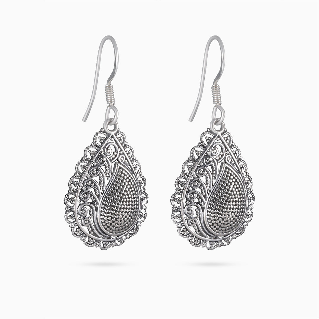 Silver Earrings - Pure 925 Silver Earrings &#8211; Oxidised Teardrop Model