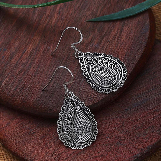 Drop Earrings - Pure 925 Silver Earrings &#8211; Oxidised Teardrop Model
