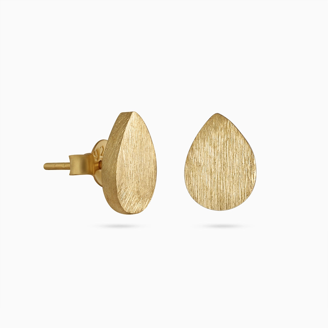 Silver stud - Pure Silver Stud Earrings &#8211; Mini Petal Gold Plated Accents