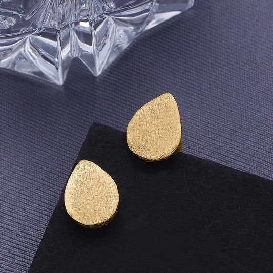 Silver Earrings - Pure Silver Stud Earrings &#8211; Mini Petal Gold Plated Accents