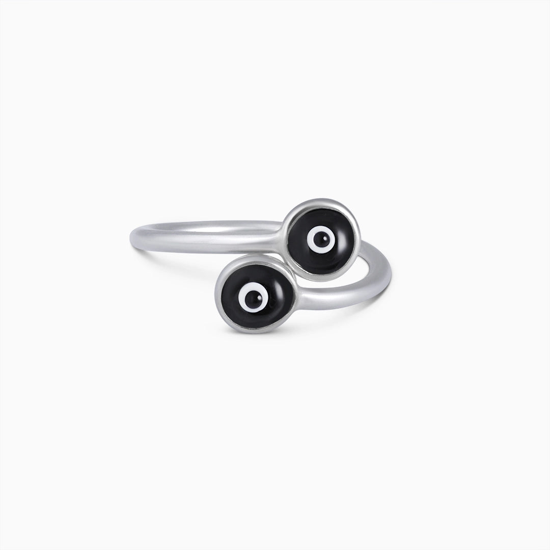 evil eye ring for gift - Found My Strength Silver-Black Evil Eye Ring