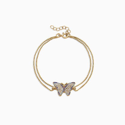 Silver Charm Bracelets - Pure Silver Bracelet for Women &#8211; Multicolor Gold-Plated CZ Butterfly Design