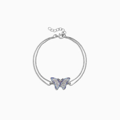 Silver Charm Bracelets - Pure 925 Silver Bracelet &#8211; Sparkling Butterfly With Multicolor CZ