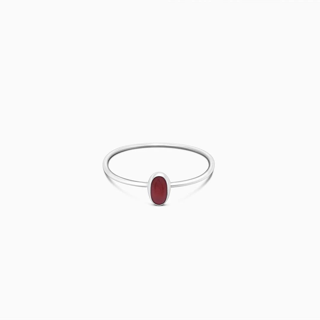 Silver Rings - Pure Silver Ring &#8211; Garnet Stoned Plain Design