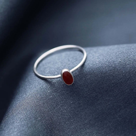 Garnet ring - Pure Silver Ring &#8211; Garnet Stoned Plain Design