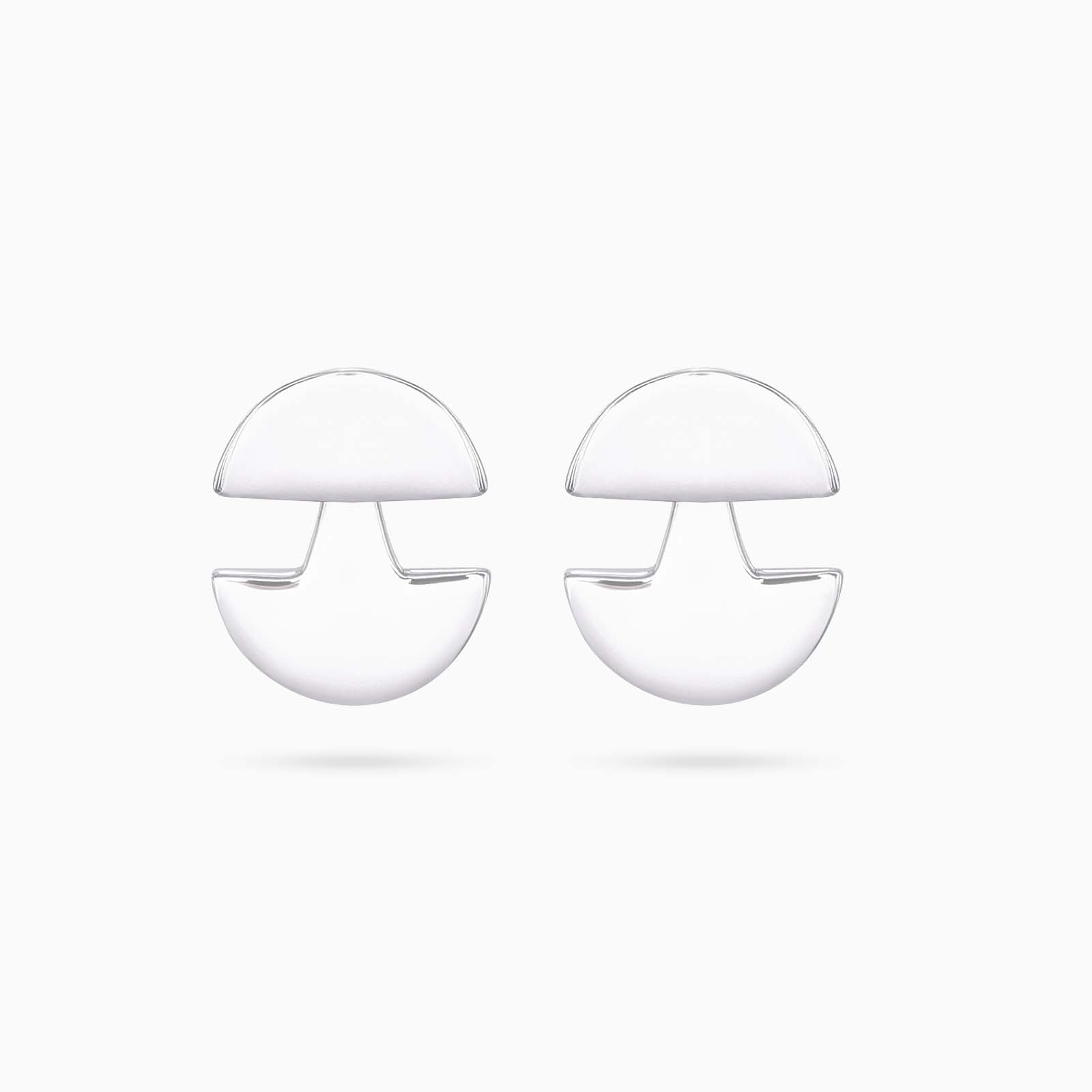Silver stud - Pure Silver Earrings &#8211; Shiny 3 in 1 Mini Moons