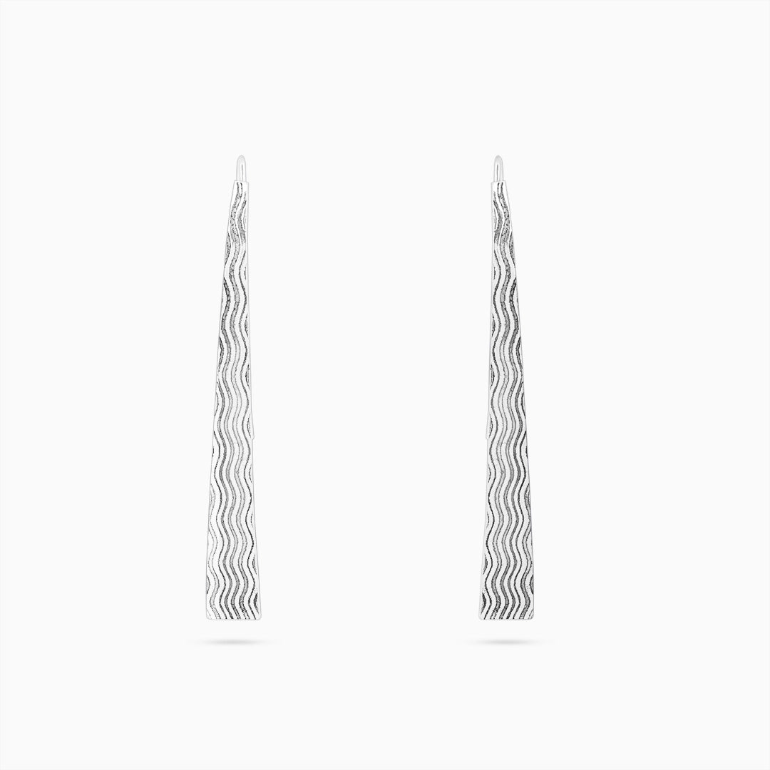 Great Summer Sale - Pure Silver Earrings &#8211; Long Wavy Pattern