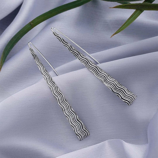 Contemporary Jewellery - Pure Silver Earrings &#8211; Long Wavy Pattern