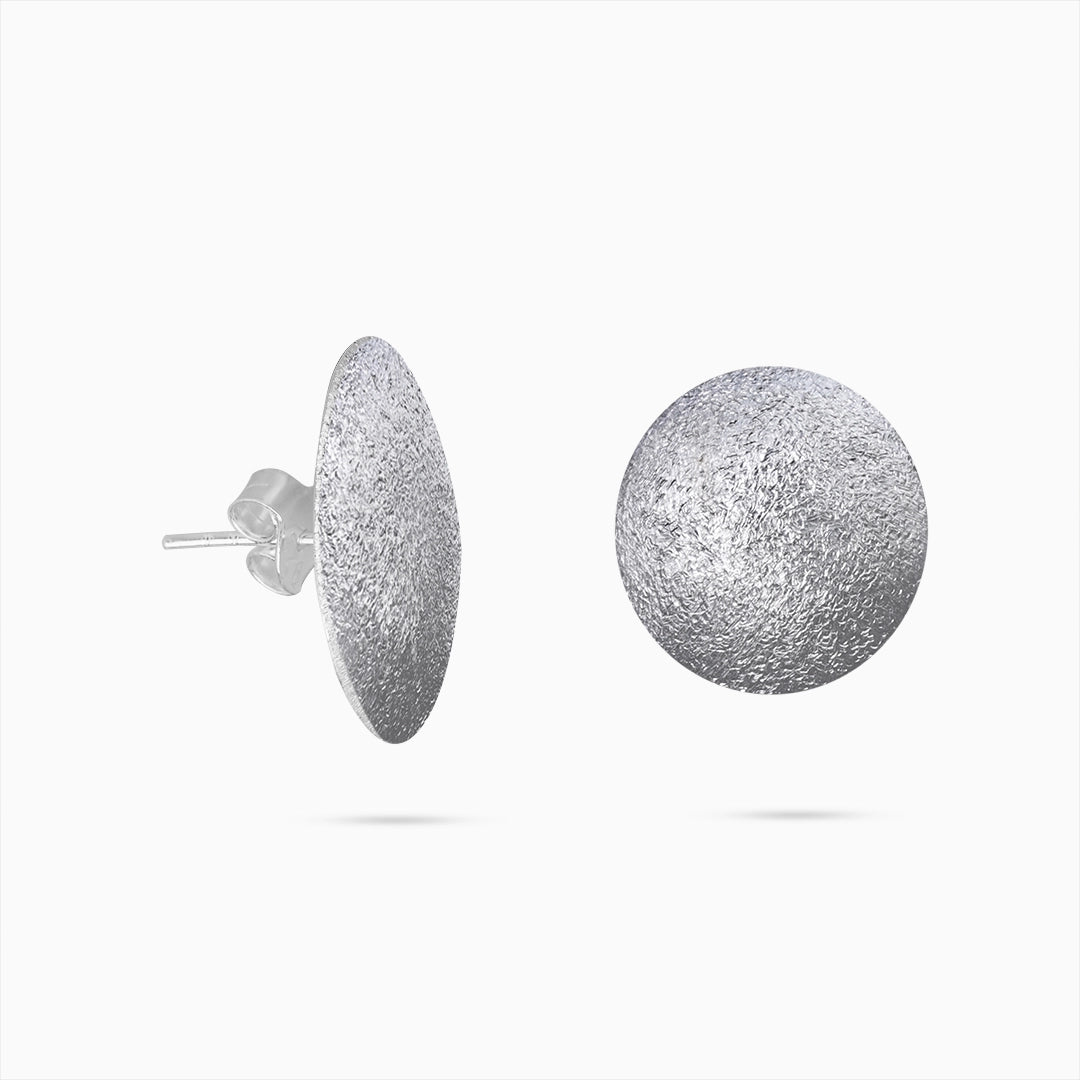 Silver Earrings - Pure Silver Studs &#8211; Twinkling With Full Moon