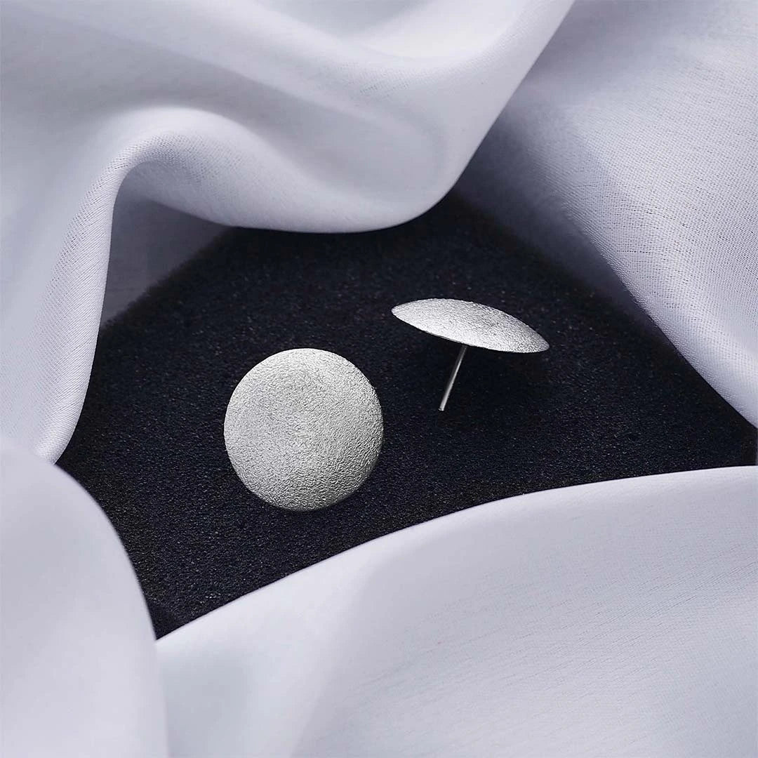 Contemporary Jewellery - Pure Silver Studs &#8211; Twinkling With Full Moon