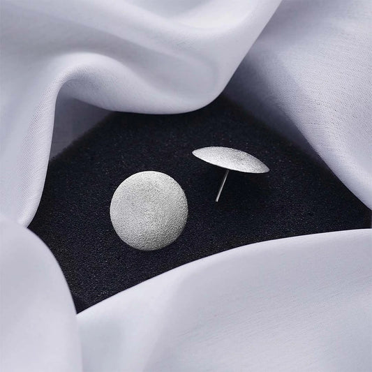 Contemporary Jewellery - Pure Silver Studs &#8211; Twinkling With Full Moon