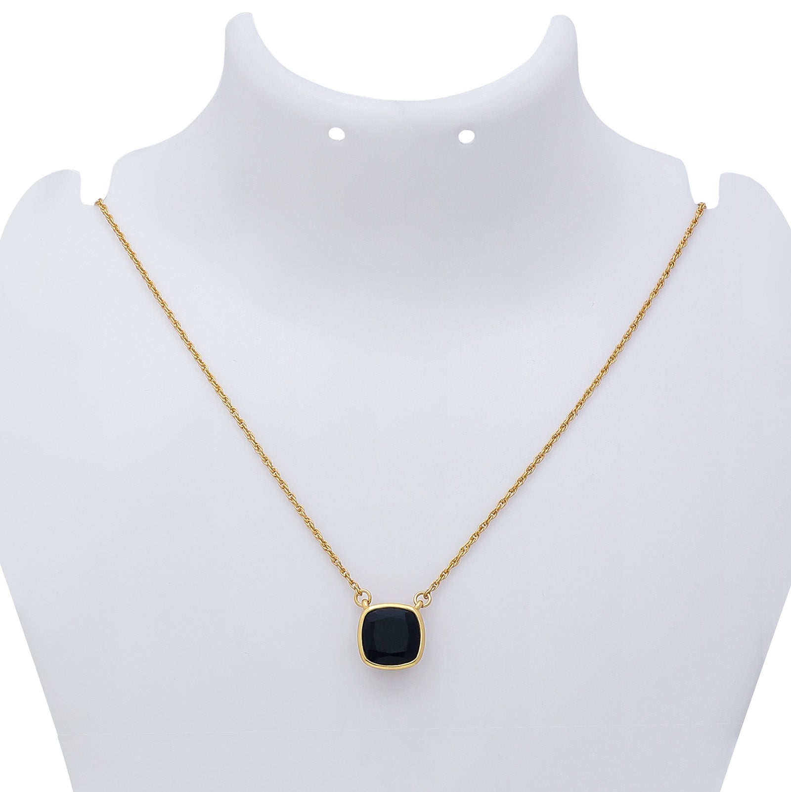 Silver Necklaces - Gold-Plated Silver Necklace &#8211; Elegant Black Onyx Chain