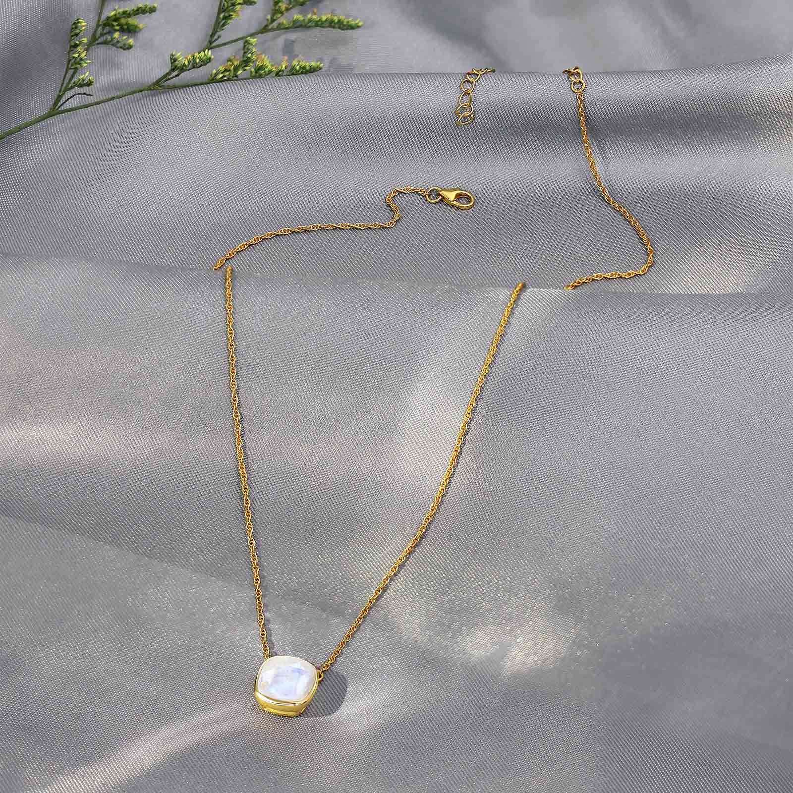 Great Summer Sale - Gold-Plated Silver Necklace with Moonstone