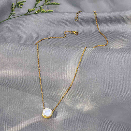 Great Summer Sale - Gold-Plated Silver Necklace with Moonstone