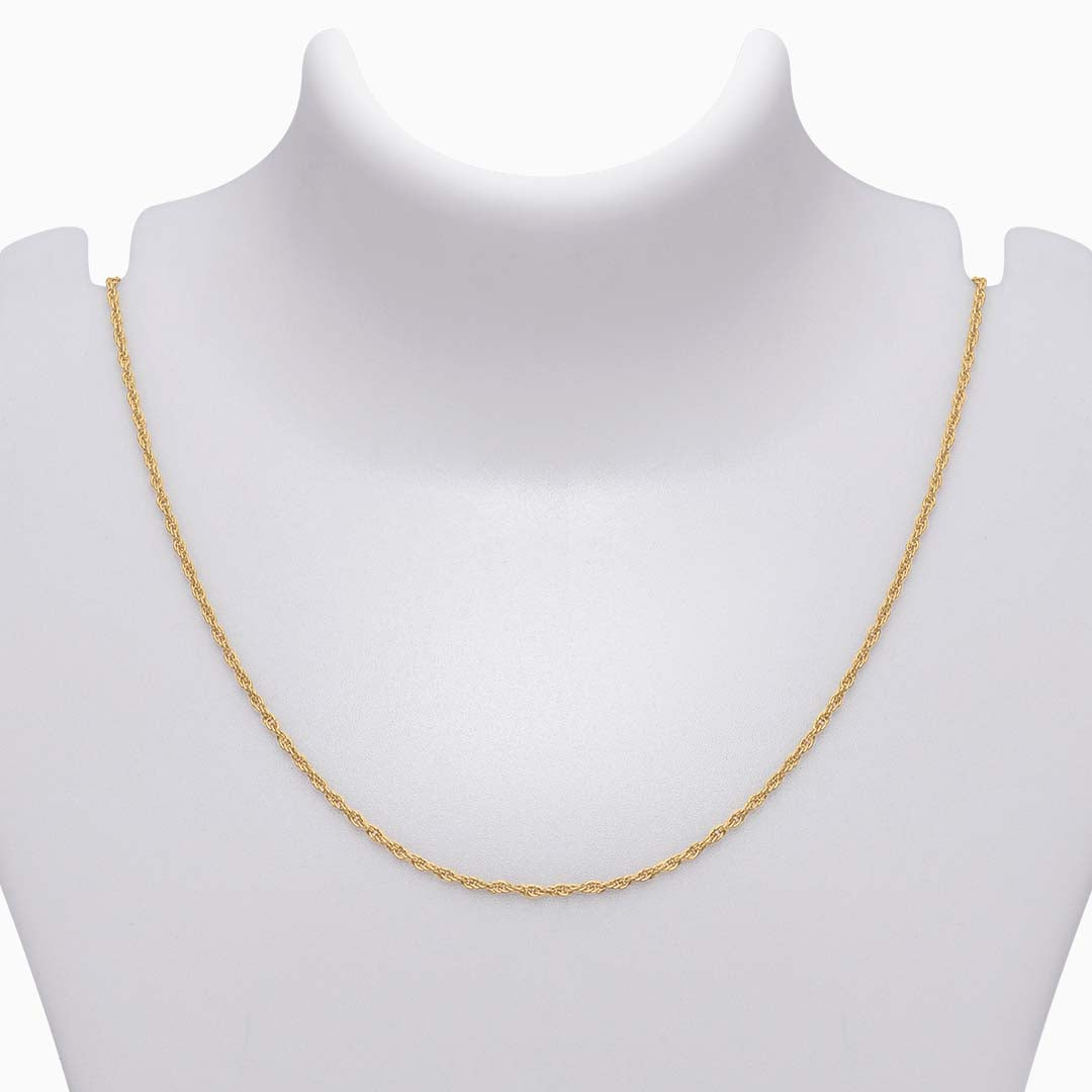 Silver Chains - Pure 925 Silver Chain &#8211; Classic Rope Chain With Gold Finish