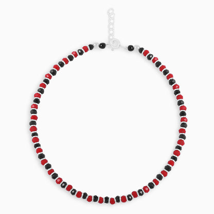 anklets for girls - Pure Silver Anklet &#8211; Stylish Duo Red-Black Beads