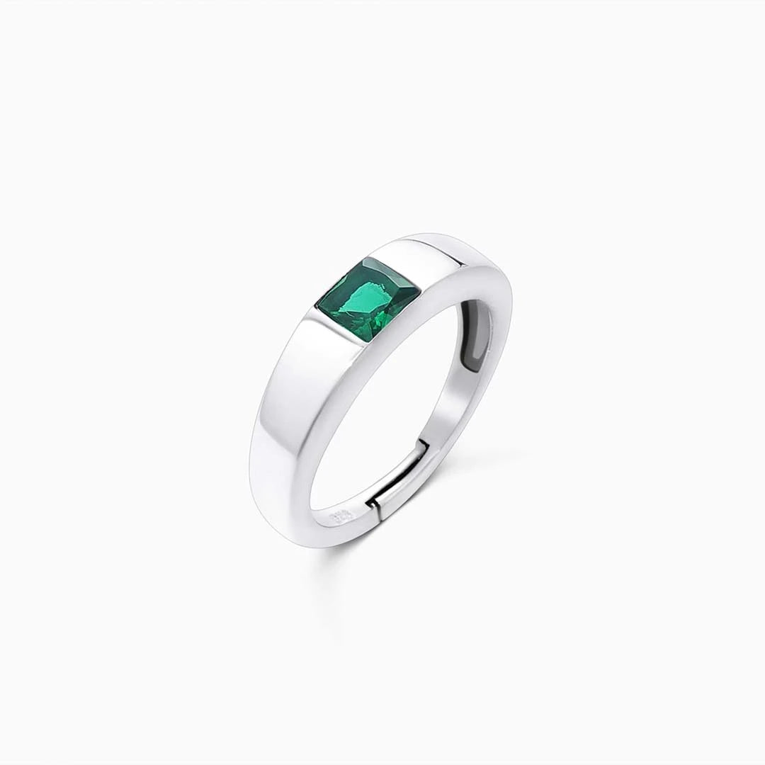 green gemstone ring - Pure Silver Ring &#8211; Premium Look With Emerald Green Stone