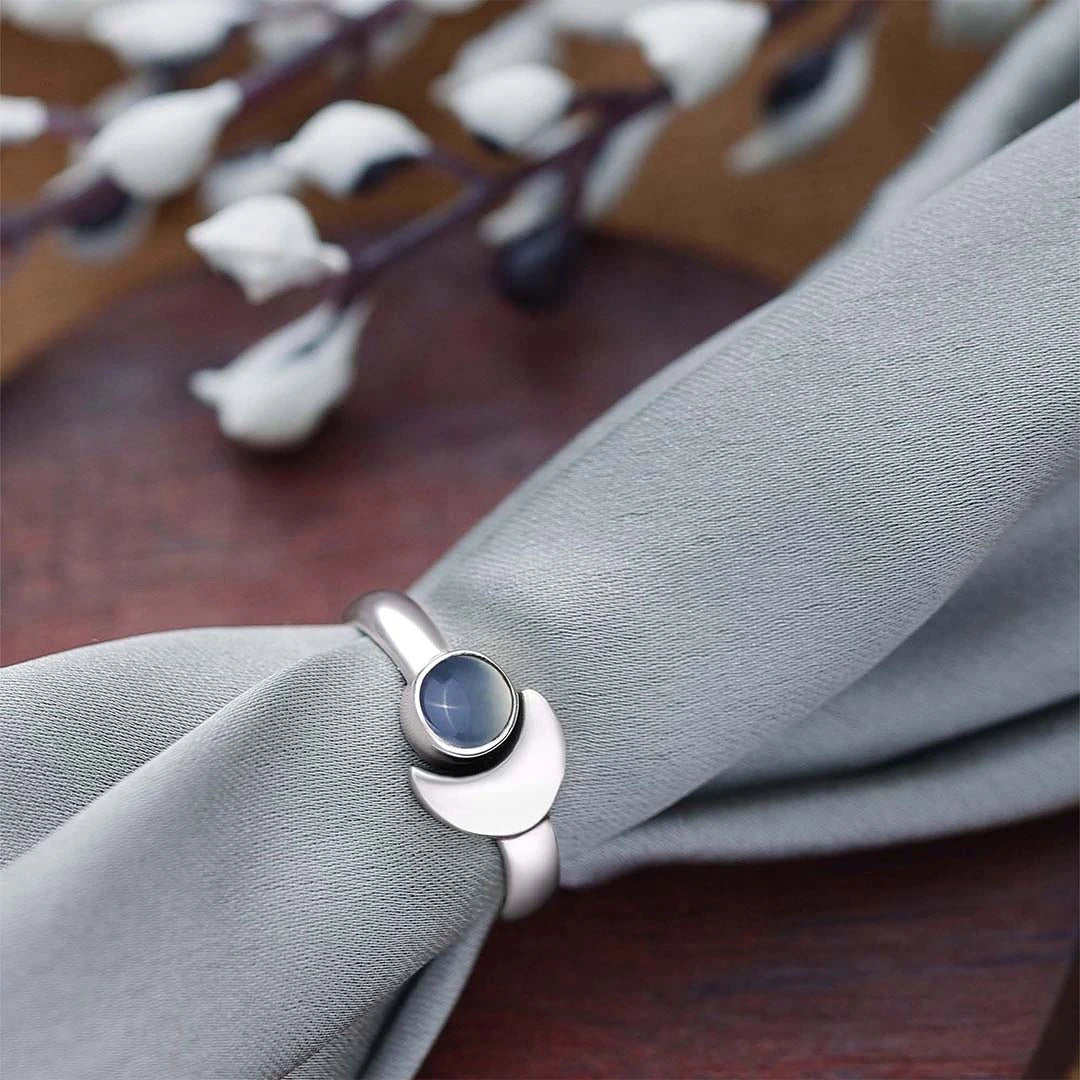 Silver Rings - Pure Silver Ring &#8211; Sparkling Moonlit Grey Moonstone