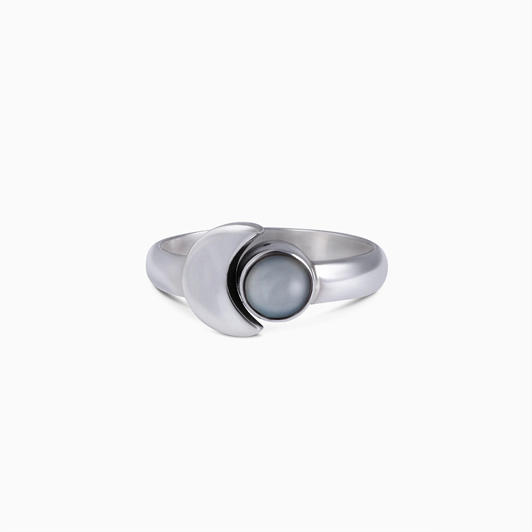 862 - Pure Silver Ring &#8211; Sparkling Moonlit Grey Moonstone