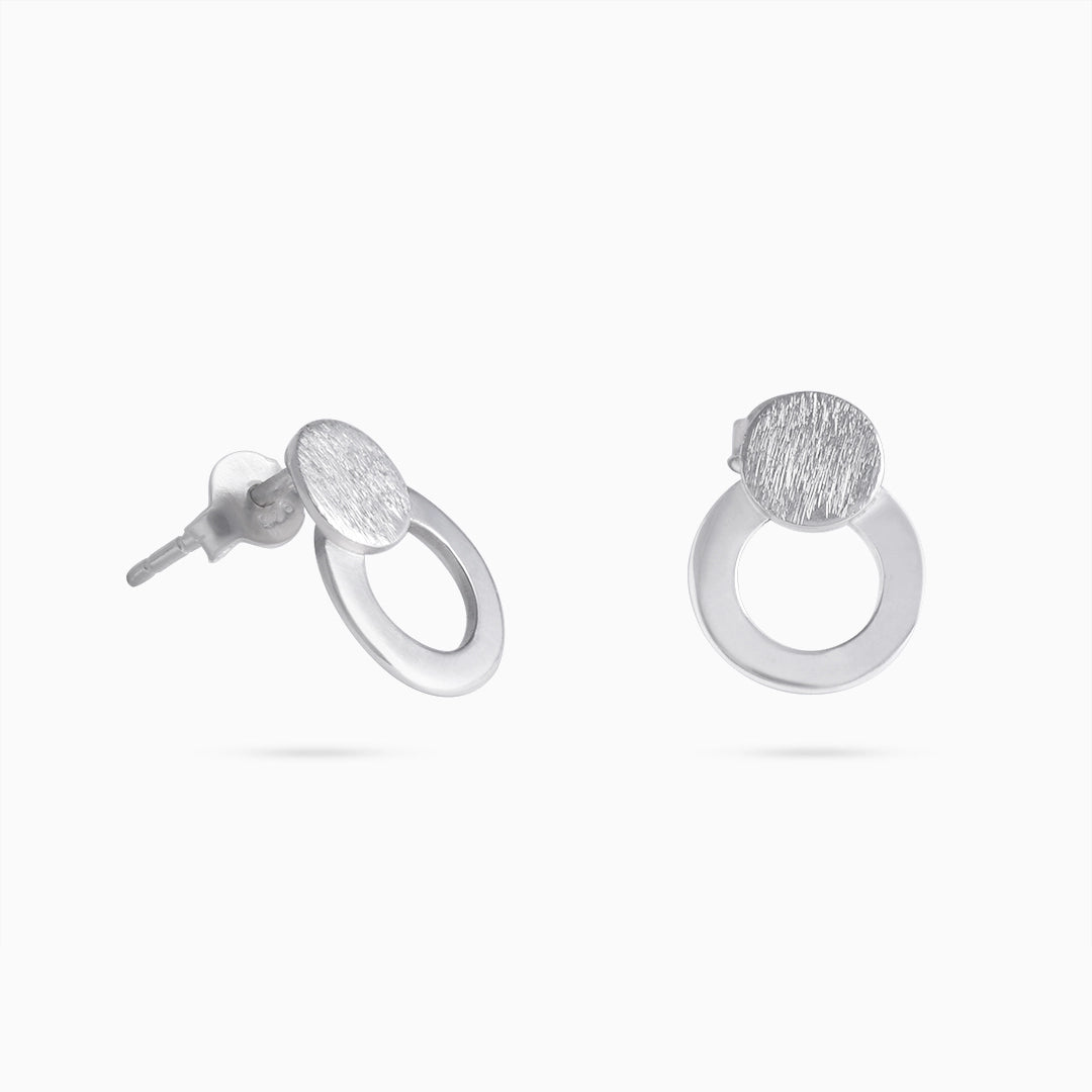 Silver stud - Pure Silver Studs &#8211; Round Scratch Finish