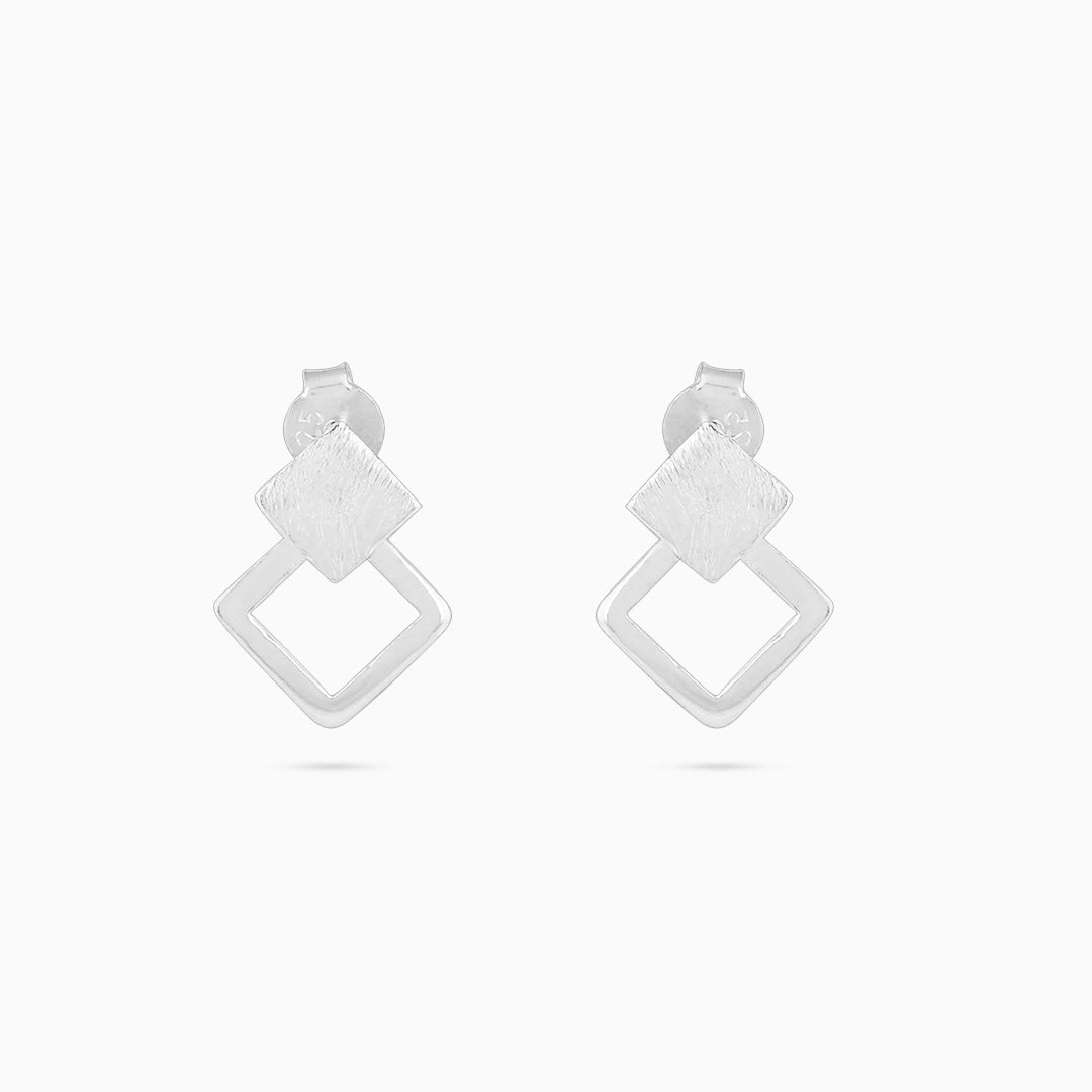 silver stud earrings - Pure 925 Silver Studs &#8211; Sterling Square Texture