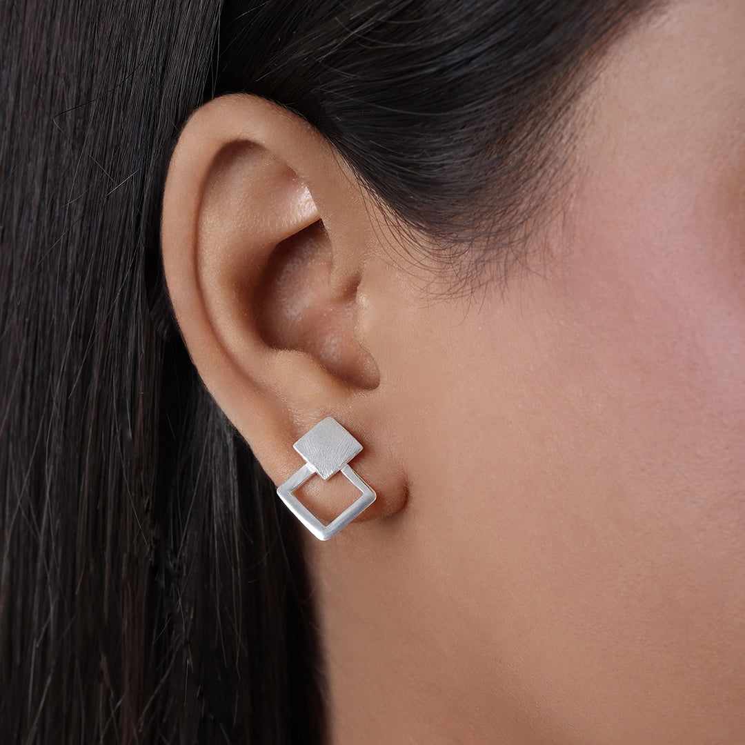 Silver stud - Pure 925 Silver Studs &#8211; Sterling Square Texture