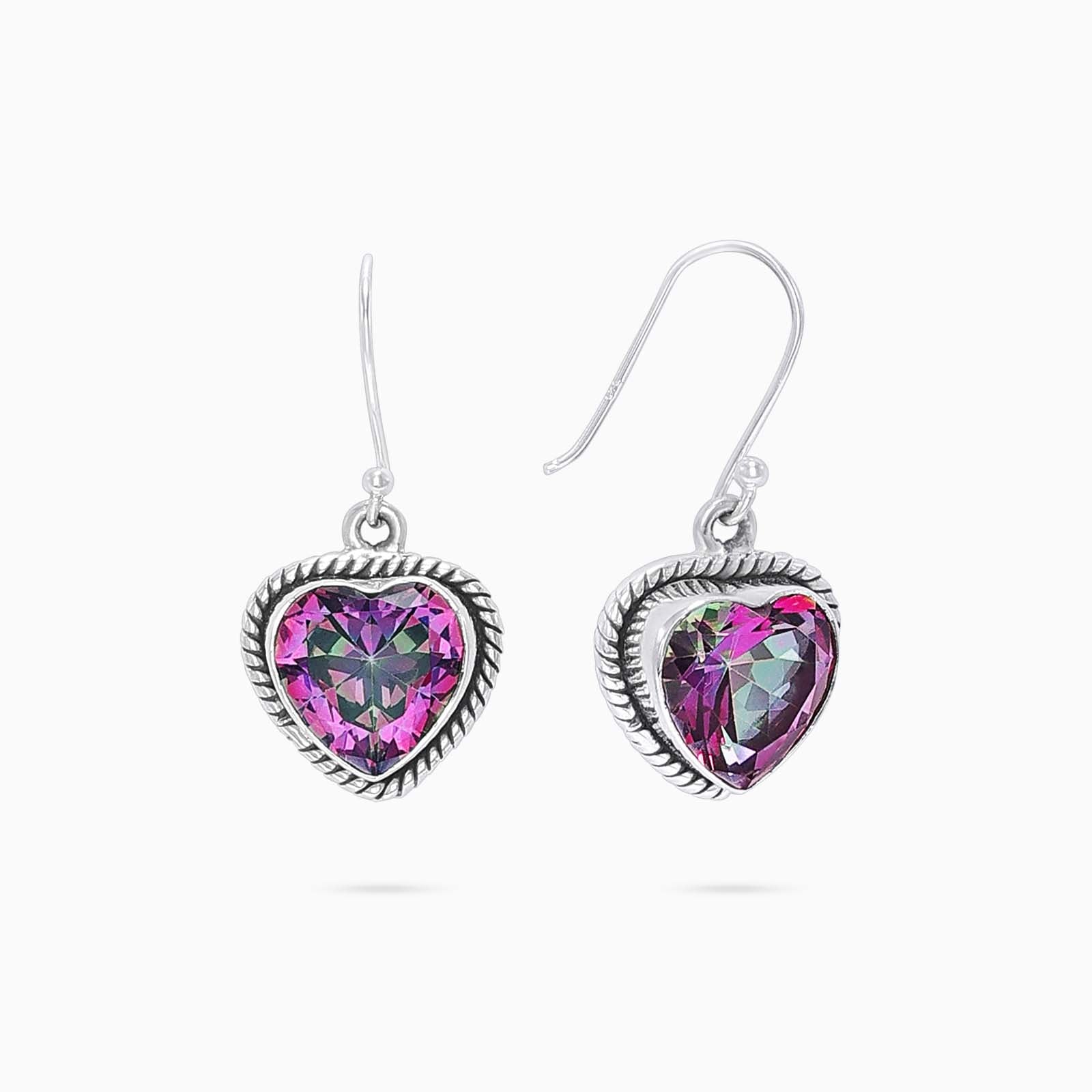 704 - Pure Silver Jewellery Set &#8211; Heart Shaped CZ Studded Pendant Set