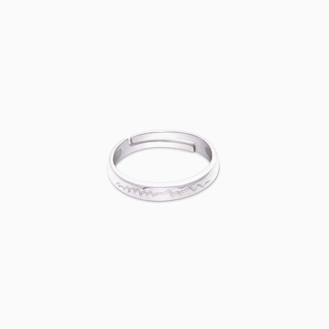 Engraved ring - Pure Silver Ring &#8211; Engraved With Heartbeat