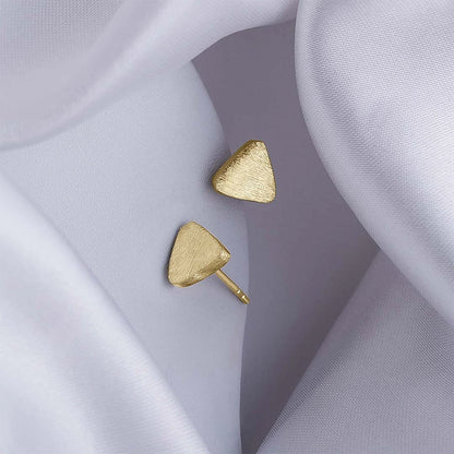 Silver Earrings - Pure Silver Stud &#8211; Triangle Gold Plated Model